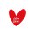 Sticker Herzform "Alles Liebe", 50 mm, Rot, Papier-Aufkleber, 200 Stück im Spender