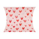 Pillowbox »Pink Hearts«  150 x 155 x 40 mm, chromo board, white - 12 pieces/pack