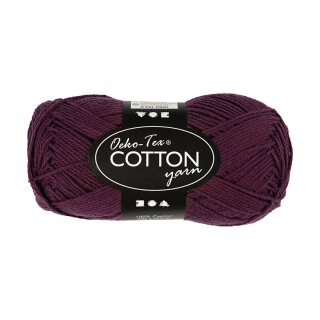 Cotton yarn, aubergine, 50 g, 170 m 100% cotton