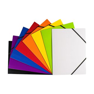 Mappen A4 mit Gummizug, 2-seitig, stabiler Karton, 8 Farben sortiert, 24er Pack
