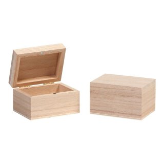 Holzbox 75 x 55 x 45 mm, mit Klappdeckel, Holzschachtel, Birke geschliffen