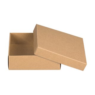 Folding box 10.4 x 10.4 x 2.5 cm, brown, with lid, jade kraft cardboard - 10 boxes/set