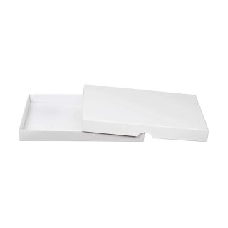 Folding box 15,5 x 23,5 x 2,5 cm, white, with lid, premium cardboard - 10 boxes/set
