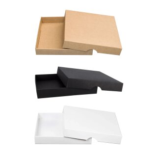 Folding box 12.8 x 12.8 x 2.0 cm, brown, black, white, with lid - 10 boxes/set