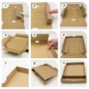 Faltschachtel 15,5 x 15,5 x 2,5 cm, Braun, Schwarz, Wei&szlig;, mit Deckel, Karton - 10er Set