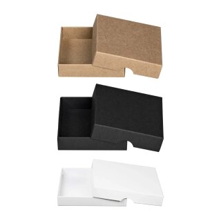 Folding box 8 x 8 x 2 cm, Brown, Black, White, with lid, cardboard - 10 boxes/set