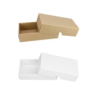 Faltschachtel 5,4 x 10,5 x 2,5 cm, Braun, Weiß, mit Deckel, Karton - 10 Schachteln/Set