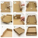 Folding box 20.5 x 20.5 x 2.5 cm, Brown, Black, White, lid, cardboard - set of 10