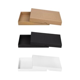 Folding box 16.2 x 22.5 x 2.5 cm, Brown, Black, White, with lid - set of 10