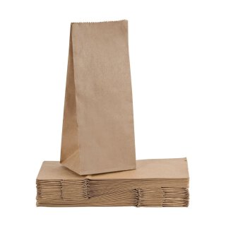 Block bottom bag various sizes, brown, kraft paper smooth, single ply, o. window