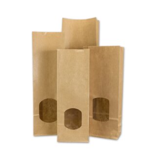 Papier Blockbodenbeutel Braun Kraftpapier 70g/m² 110x60x270mm (50 Stück) - Lebensmittelecht