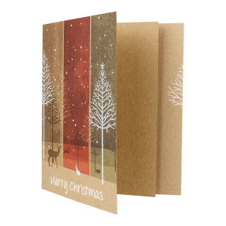Weihnachtskarte Winterwald, vierfarbig, A6 Klappkarte, Kraftkarton