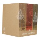 Christmas card Winter forest, four-coloured, A6 folding card, kraft cardboard