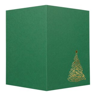 Weihnachtskarte, grüne Klappkarte m. Goldener Tanne A6,...