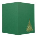 Weihnachtskarte, grüne Klappkarte m. Goldener Tanne A6, Heißfolienprägung