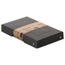 Storage box black, A6, 185 x 120 x 25 mm, with lid, FSC paperboard, riveted