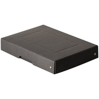Storage box black, A5, 250 x 180 x 40 mm, with lid, FSC paperboard, riveted