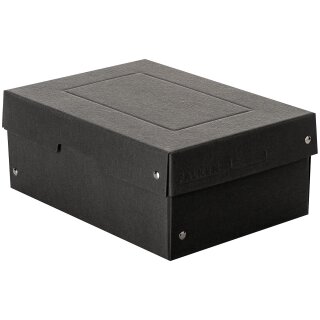 Aufbewahrungsbox Schwarz, A5, 25 x 18 x 10 cm, mit Deckel, FSC Pappe, genietet