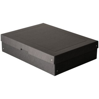 Aufbewahrungsbox Schwarz, A3, 44 x 32 x 10 cm, mit Deckel, FSC Pappe, genietet