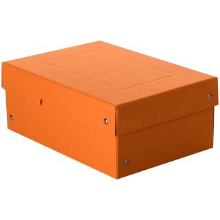 Aufbewahrungsbox Orange, A5, 250 x 180 x 100 mm, mit Deckel, FSC Pappe, genietet
