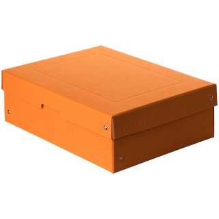 Aufbewahrungsbox Orange, A4, 320 x 240 x 100 mm, mit Deckel, FSC Pappe, genietet