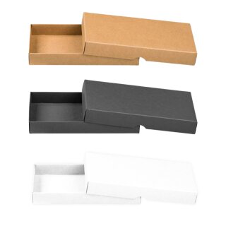 Folding box 18.5 x 9.5 x 2.5 cm, brown, black, lid, cardboard - set of 10