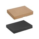 Folding box for 10 x 15 x 2.5 cm, brown, black, lid, cardboard - set of 10