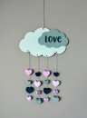 Craft kit cloud mobile made of wood for assembly and decoration, 19 pieces