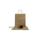 Paper bag, 22 x 28 x 10 cm, brown, ribbed, twisted handle