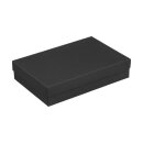 Folding box 15,5 x 23,5 x 5 cm, black, with lid, recycling cardboard - 10 boxes/set