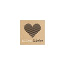 Sticker »Alles Liebe«, 35 x 35 mm, braun, Kraftpapier-Optik, Aufkleber - 500 Stück im Spender