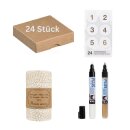 Advent calendar craft set with 24 folding boxes, number stickers, bakers twine, and markers