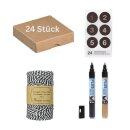 Advent calendar craft set with 24 folding boxes, number stickers, bakers twine, and markers