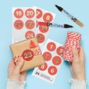Advent calendar craft set with 24 folding boxes, number stickers, bakers twine, and markers
