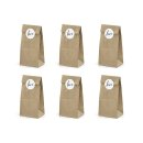 6 Cookie and candy bags with sticker LOVE, kraft paper