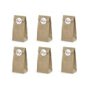 6 Cookie and candy bags with sticker THANK YOU, kraft paper