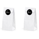 6 Cookie and candy bags with sticker LOVE, kraft paper, white