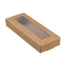Box with window and hinged lid 18.5 x 6.8 x 2.5 cm, kraft cardboard - set of 10