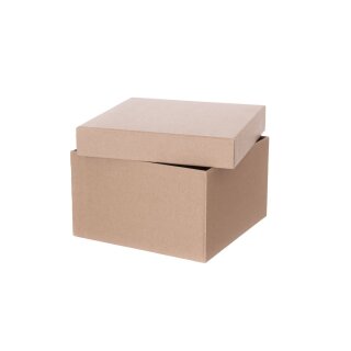 Gift box 20 x 20 x 12 cm, brown, gift box, kraft cardboard, kraft paper