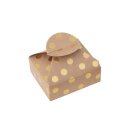 Geschenkschachtel 6 x 7,5 x 2,5 cm, gro&szlig;e goldene Punkte, Kraftkarton - 4er Pack