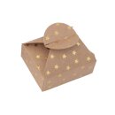 Geschenkschachtel 6 x 7,5 x 2,5 cm, goldene Sterne, Kraftkarton - 4er Pack