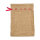 Jutebeutel mit rotem Zugband, 33 x 24 cm, natur braun, Jutesäckchen