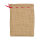 Jute bag with red drawstring, 25 x 18 cm, natural brown, jute pouch