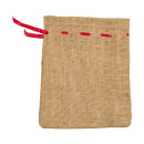 Jutebeutel mit rotem Zugband, 18 x 13 cm, natur braun, Jutes&auml;ckchen