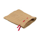 Jutebeutel mit rotem Zugband, 18 x 13 cm, natur braun, Jutes&auml;ckchen
