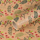 Gift wrapping paper with branches,  green and red, 0.70 x...