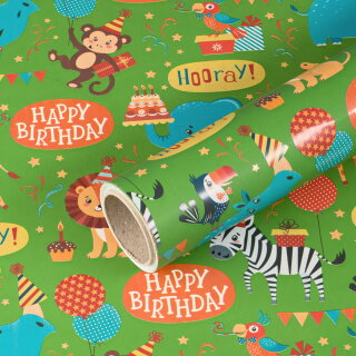Geschenkpapier Happy Birthday, Grün, 0,70 x 10 m -...
