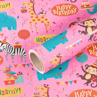 Geschenkpapier Happy Birthday, Rosa, 0,70 x 10 m -...