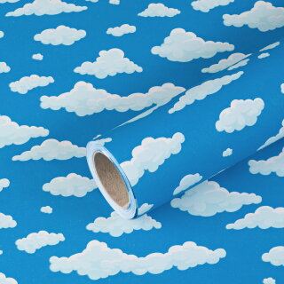Geschenkpapier Wolken, Blau und Weiß, 0,70 x 10 m...