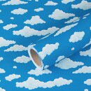Geschenkpapier Wolken, Blau und Weiß, 0,70 x 10 m...